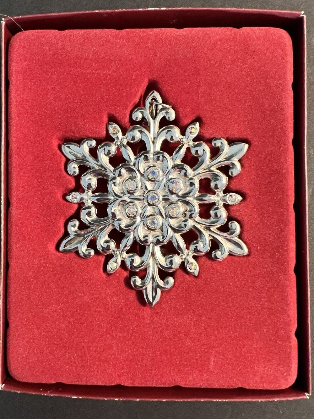LENOX 2010 Annual Snow Majesty Ornament Crystals Gems Silver Plated Orig Box VTG